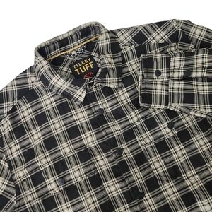 TILLEY TUFF Black Beige Plaid Workwear Button-Up Shirt l